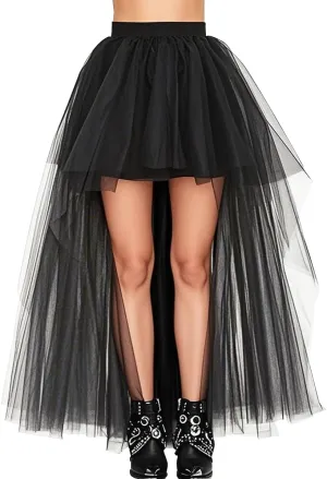 WDPL Women's High Low Long Tutu Tulle Bustle Skirt Elastic Waist Festival Party Skirt