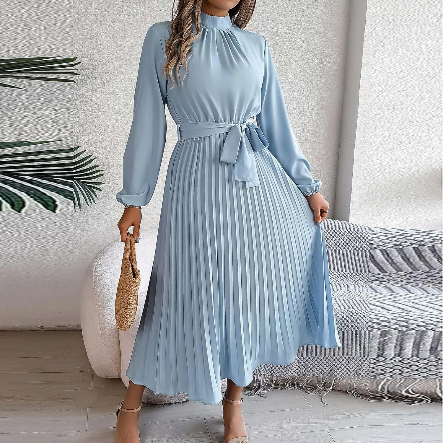 Wedding Guest Dresses for Women Women's Long Sleeve Maxi Dress Flowy Casual Fall A-Line Long Cocktail Tshirt Dress
