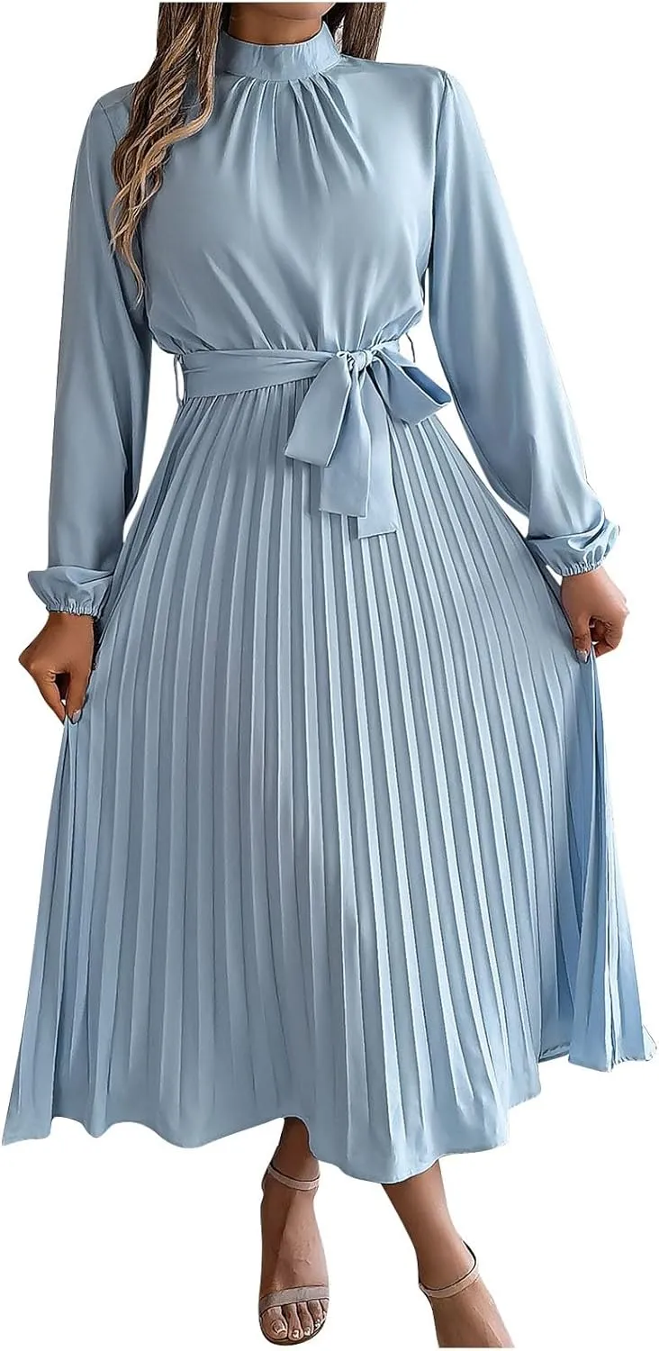 Wedding Guest Dresses for Women Women's Long Sleeve Maxi Dress Flowy Casual Fall A-Line Long Cocktail Tshirt Dress