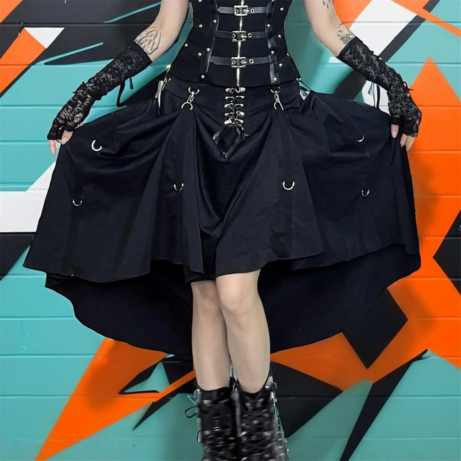 win2win Goth Skirt for Women Punk Fairy Grunge Y2k Gothic Rave Summer Festival