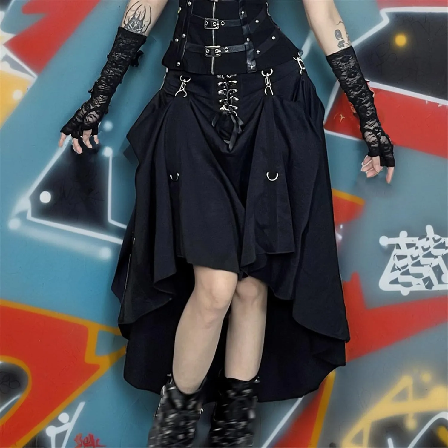 win2win Goth Skirt for Women Punk Fairy Grunge Y2k Gothic Rave Summer Festival