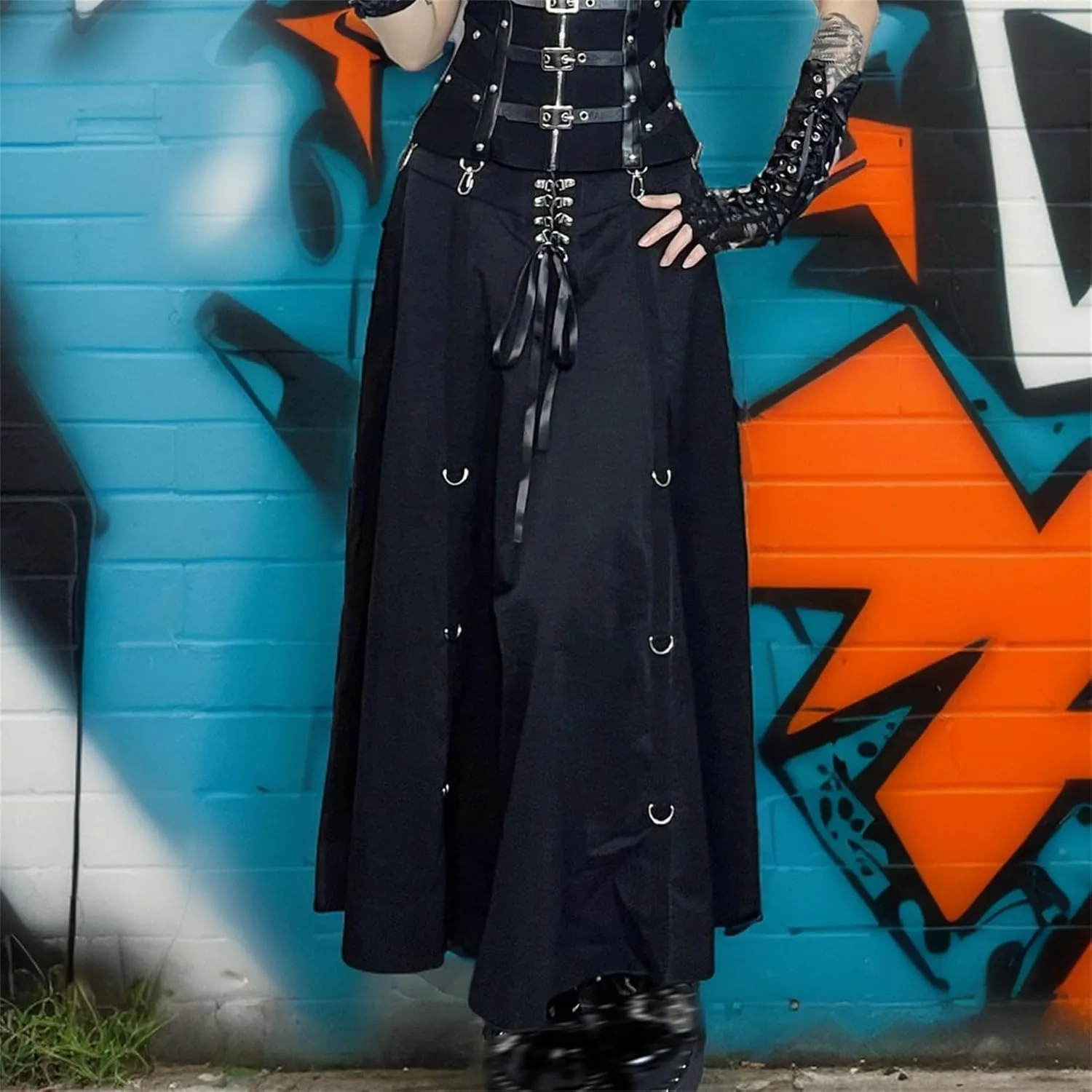 win2win Goth Skirt for Women Punk Fairy Grunge Y2k Gothic Rave Summer Festival