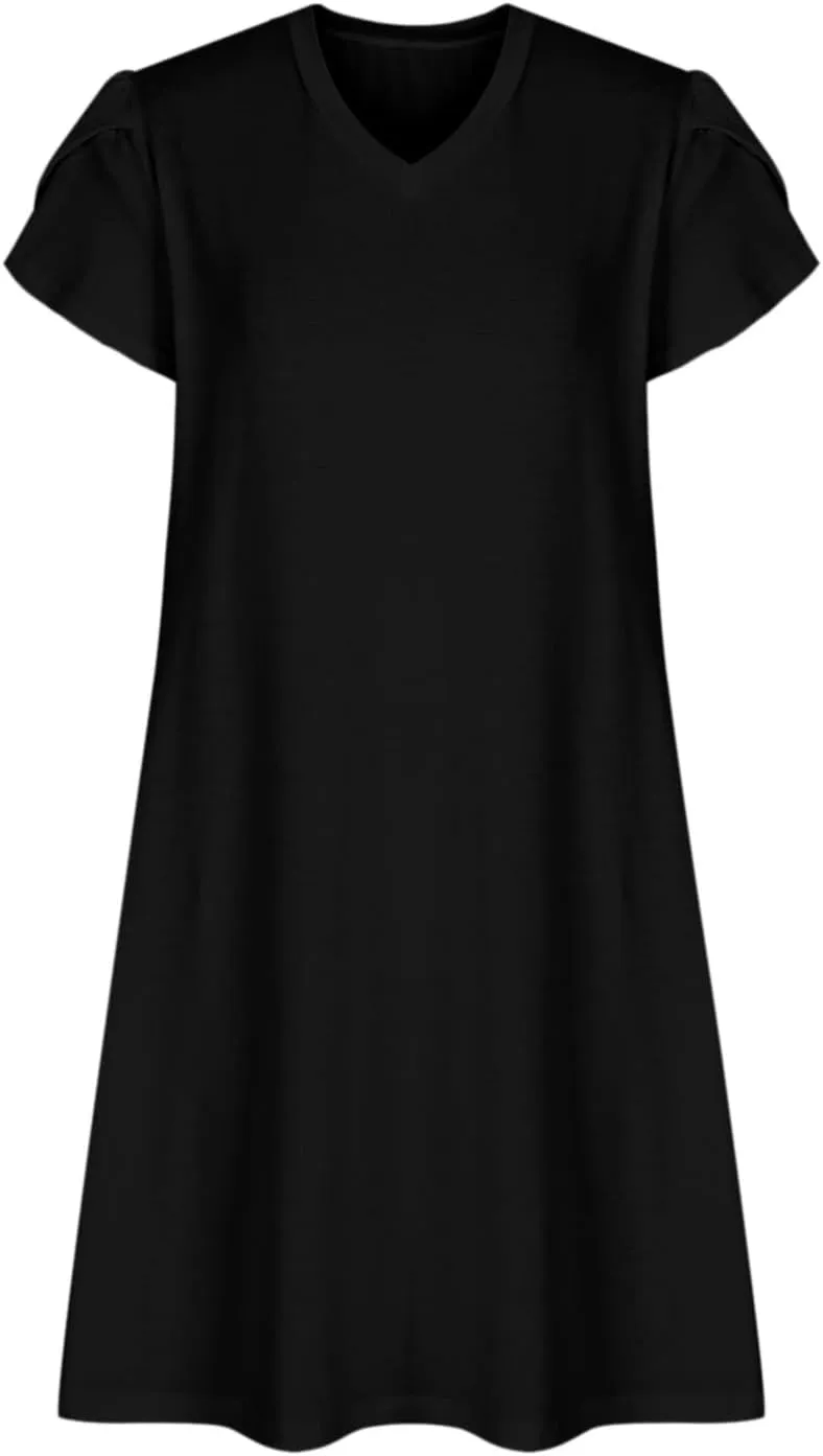 Wkishenl Womens Summer A-Line Dress with Pockets Floral Beach V Neck Dresses Ruffle Sleeve Swing Dress 2025 Hawaiian Vacation