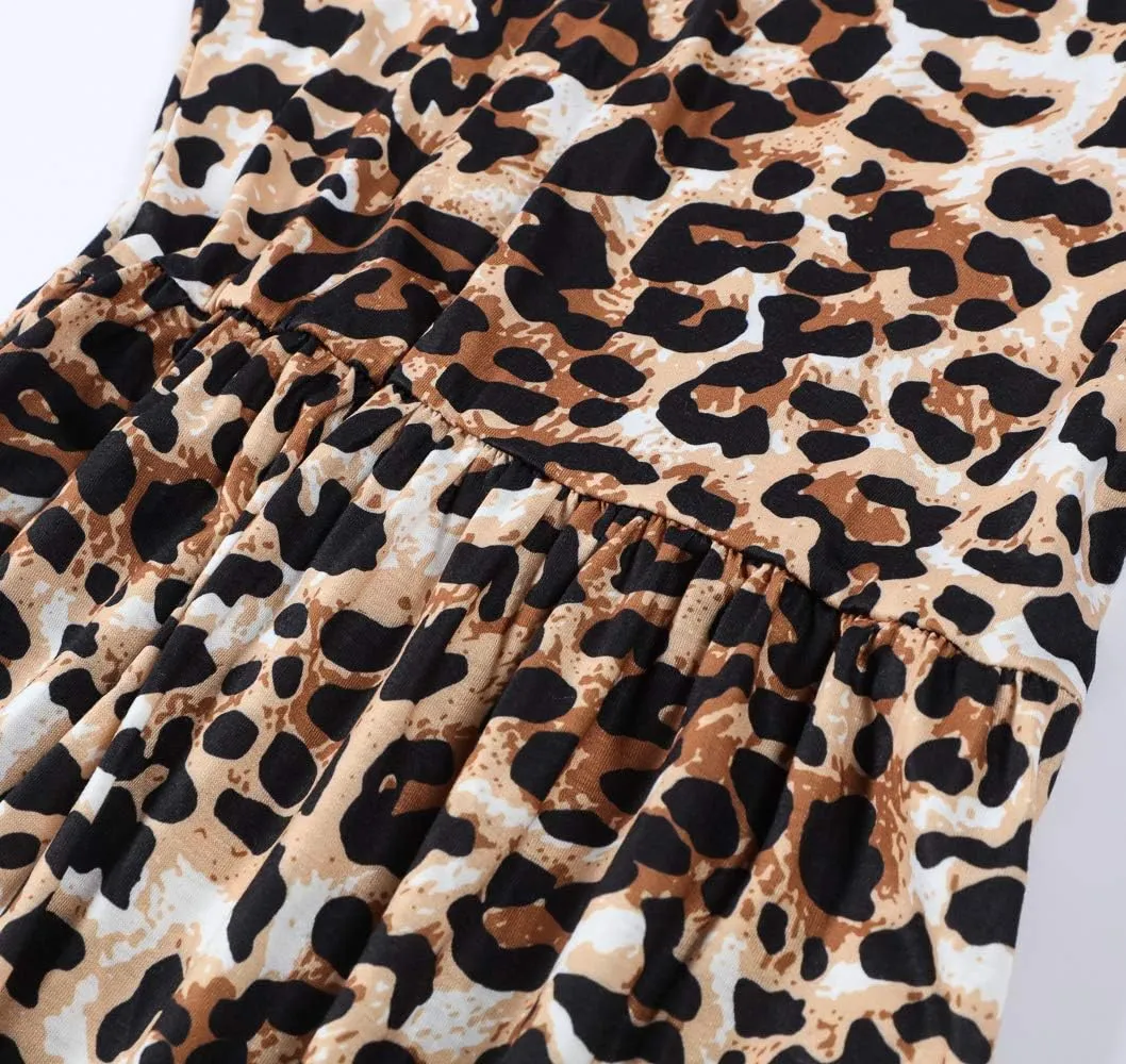 Women Racerback Floral Loose Swing Casual Tunic Beach Long Sleeveless Maxi Dresses with Pockets