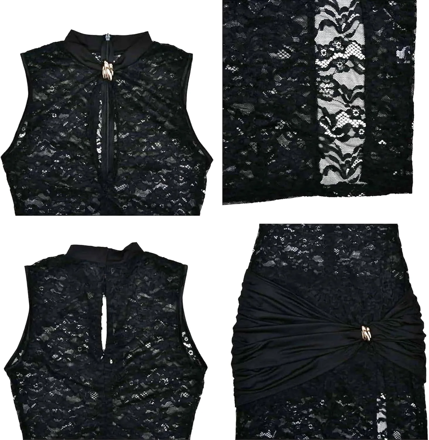 Women Y2K Black Lace Maxi Dress Sheer High Slit Bodycon Outfit Sexy Clubwear Evening Party Night Out Formal Dresses