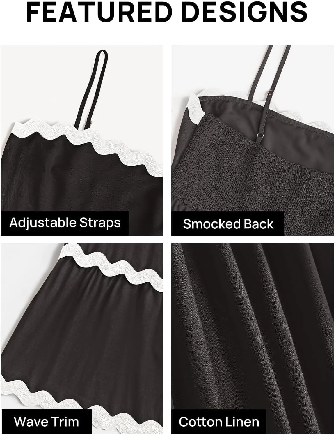 Women's 2024 Summer Spaghetti Straps Sleeveless Backless Sundress Flowy Smocked Lace Swing A Line Midi Dress