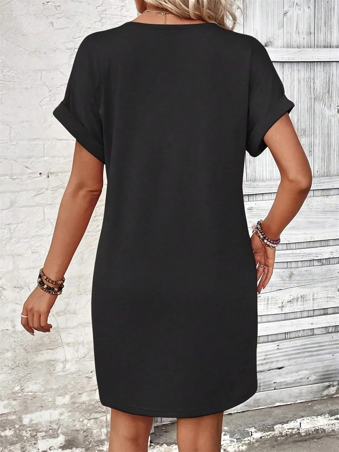 Womens Button Front V Neck Midi Dresses Casual Swing Shirt Sundress Short Sleeve Beach Summer Dress