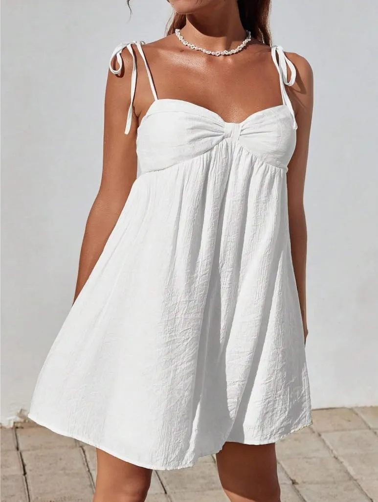 Women's Casual Loose Sleeveless Spaghetti Layered Dress Beach Vacation Mini Dresses Cute Elegant Flowy Sundress