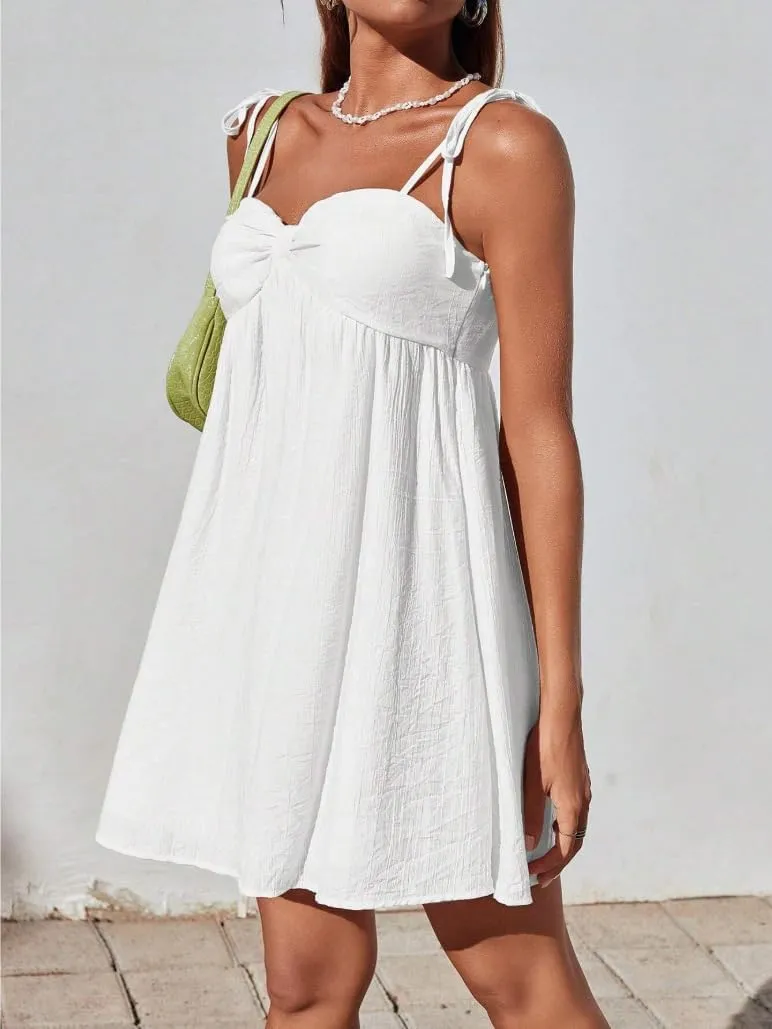 Women's Casual Loose Sleeveless Spaghetti Layered Dress Beach Vacation Mini Dresses Cute Elegant Flowy Sundress