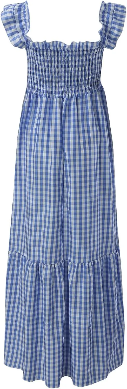 Womens Casual Summer Long Dress Sleeveless Square Neck Dresses Casual Skirts for Women 2024