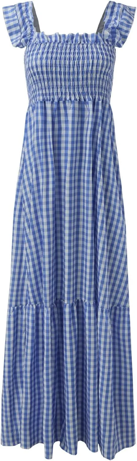 Womens Casual Summer Long Dress Sleeveless Square Neck Dresses Casual Skirts for Women 2024