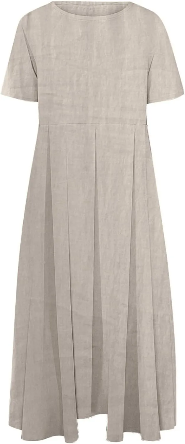 Womens Cotton Linen Maxi Dresses Summer Flowy Japanese Art Linen Dress 2024 Oversized Baggy Casual Fall Dresses