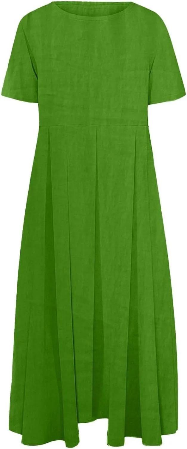 Womens Cotton Linen Maxi Dresses Summer Flowy Japanese Art Linen Dress 2024 Oversized Baggy Casual Fall Dresses