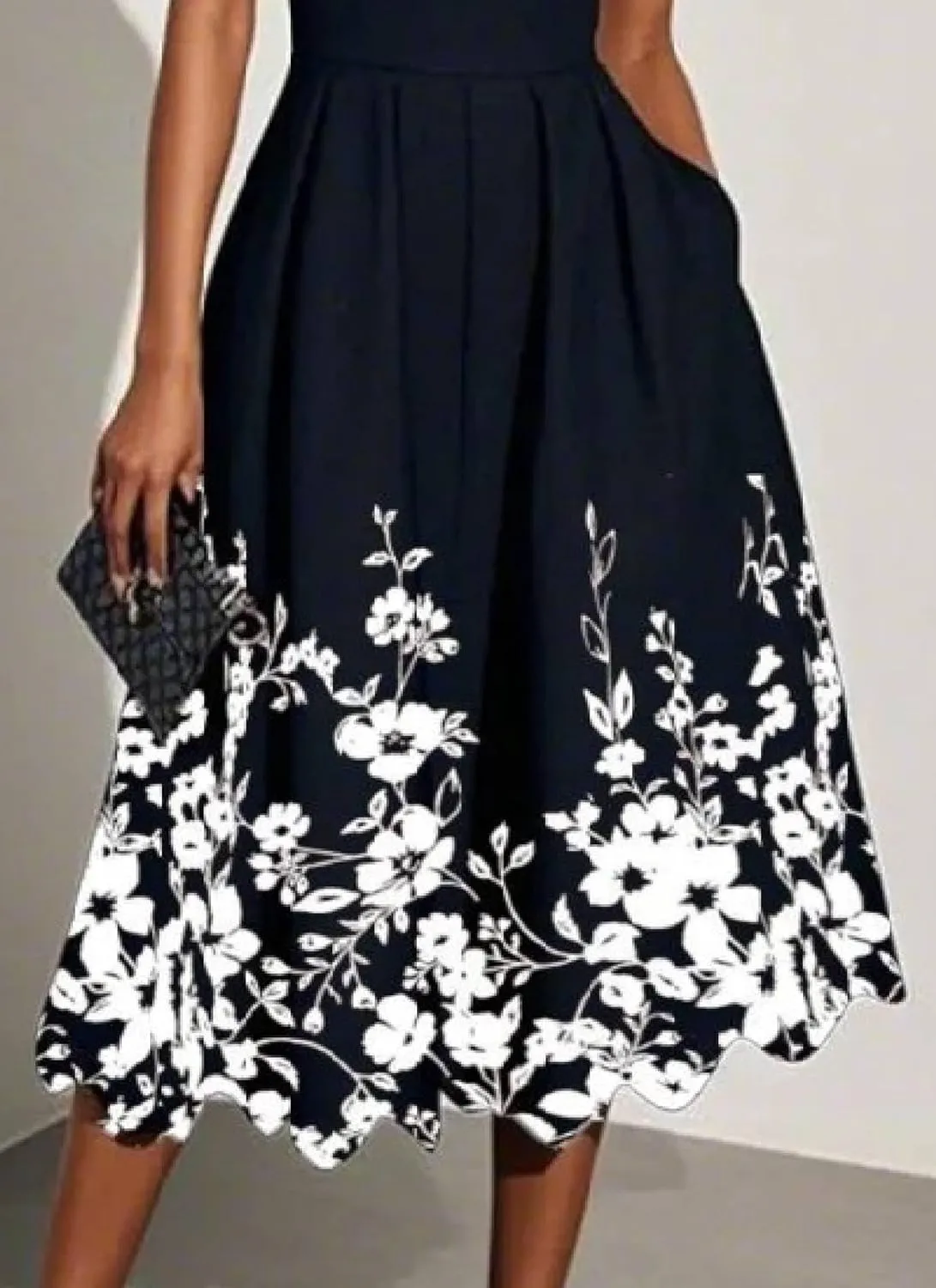 Women's Dresses Square Neck Puff Sleeve Midi Dress 2025 Summer Elegant Floral Print A Line Cocktail Dress