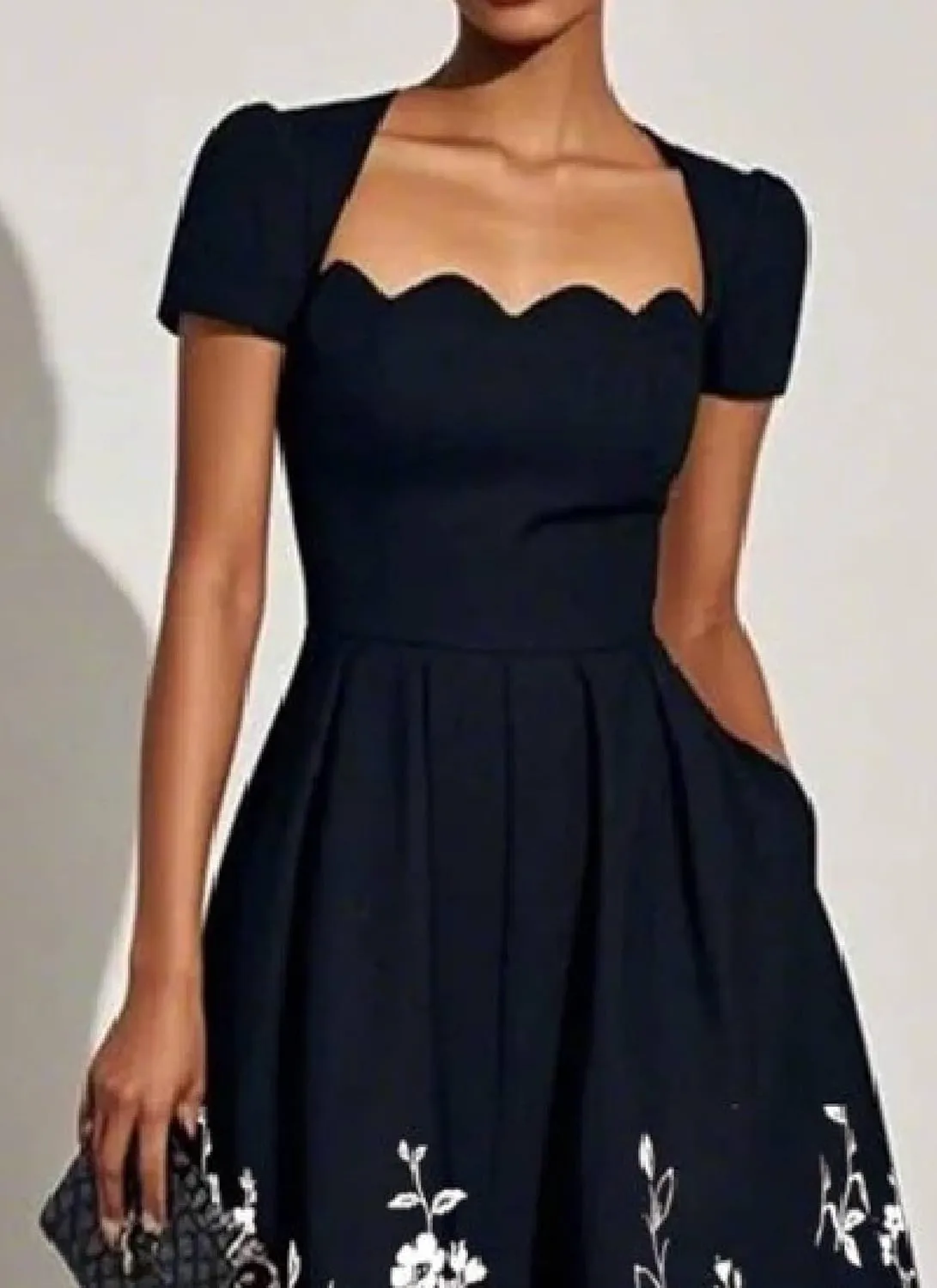 Women's Dresses Square Neck Puff Sleeve Midi Dress 2025 Summer Elegant Floral Print A Line Cocktail Dress