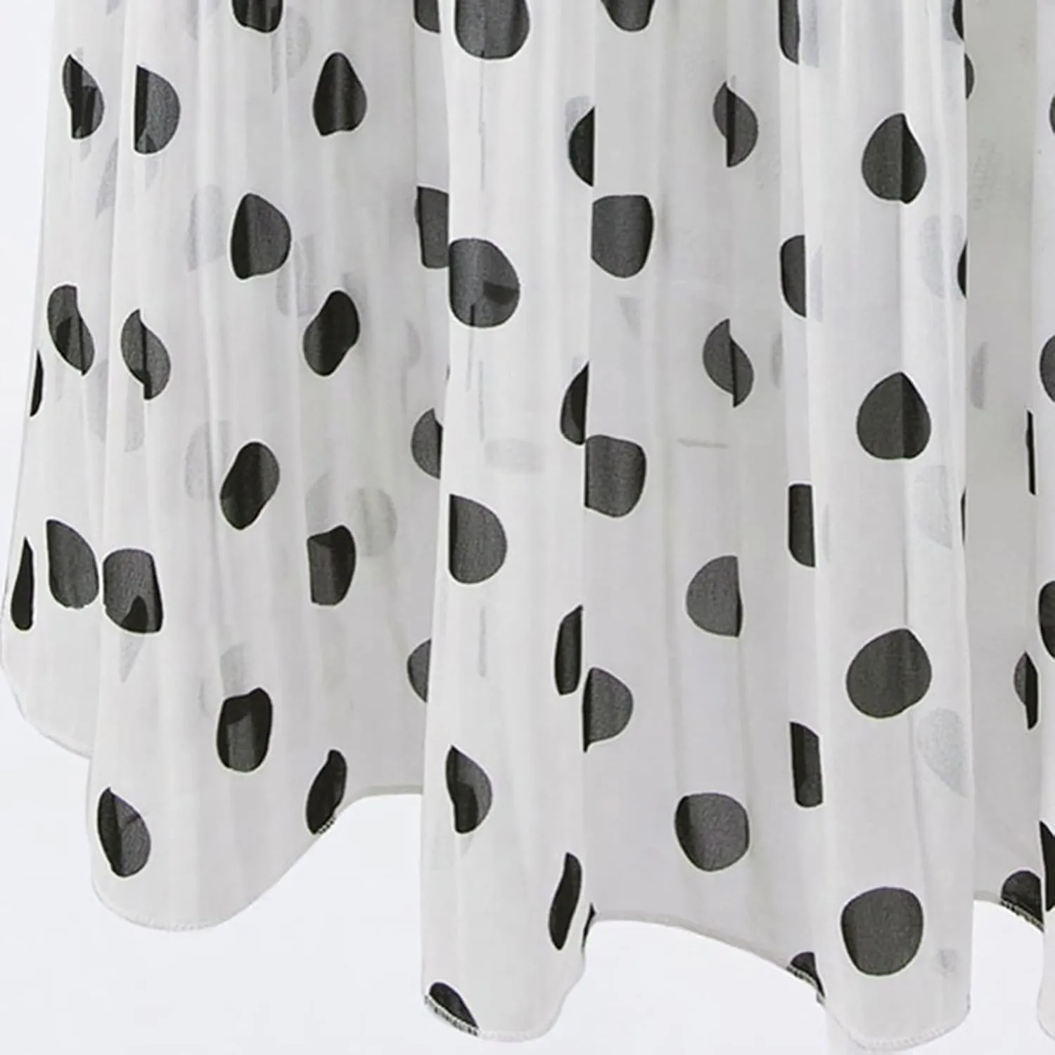 Womens Fashion Casual Polka Dot Pleated High Waist Midi Skirt Flared Double-Layered Mesh Midi Skirt Puffy Skirts
