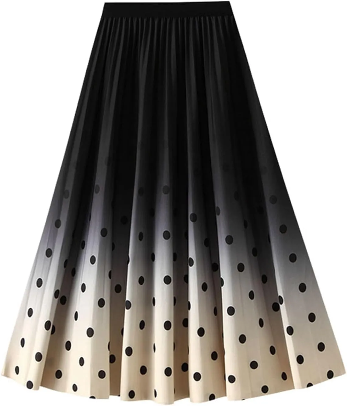 Women's High Waisted Slim Gradient Pleated A Line Skirt Fashion Polka Dot Print Midi Skirt Womens Skirt Medium
