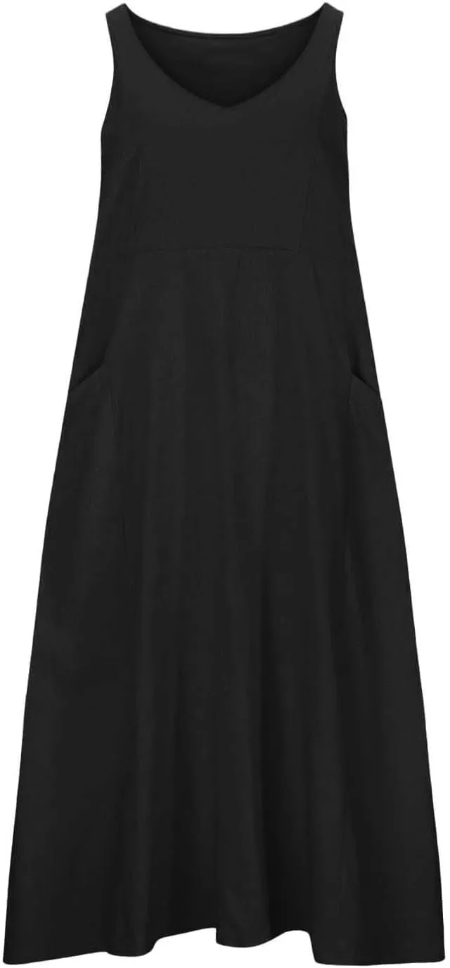 Womens Linen Dresses 2025 Boho Sleeveless Halter Dress Maxi Flowy Cute Plus Size Sundresses Dressy Casaul Vacation