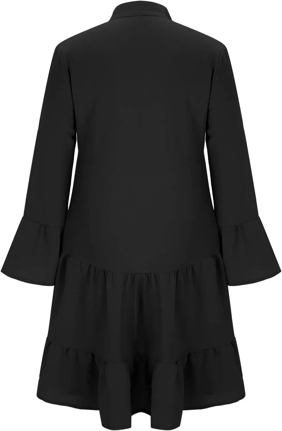 Women's Long Sleeve Botton Ruffle Dresses Casual Loose Swing Mini Dress Casual Skirts for Women 2024