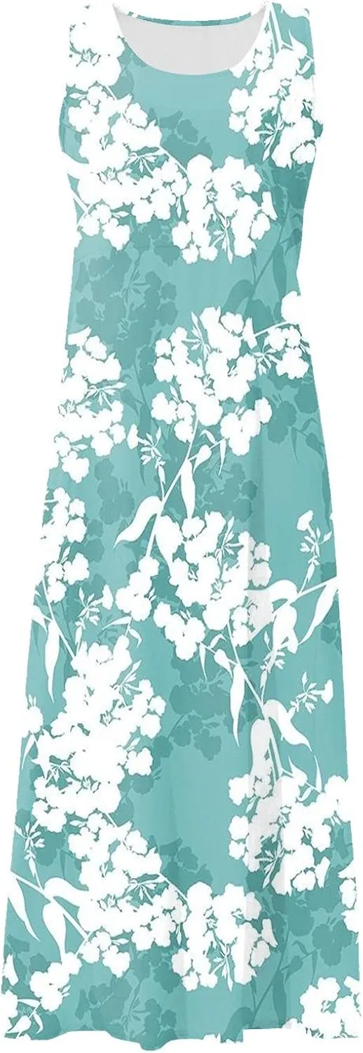 Womens Plus Size Summer Dresses 2025 Gradient Ombre Loose Casual Vacation Sleeveless Boho Tank Midi Pockets Sundresses