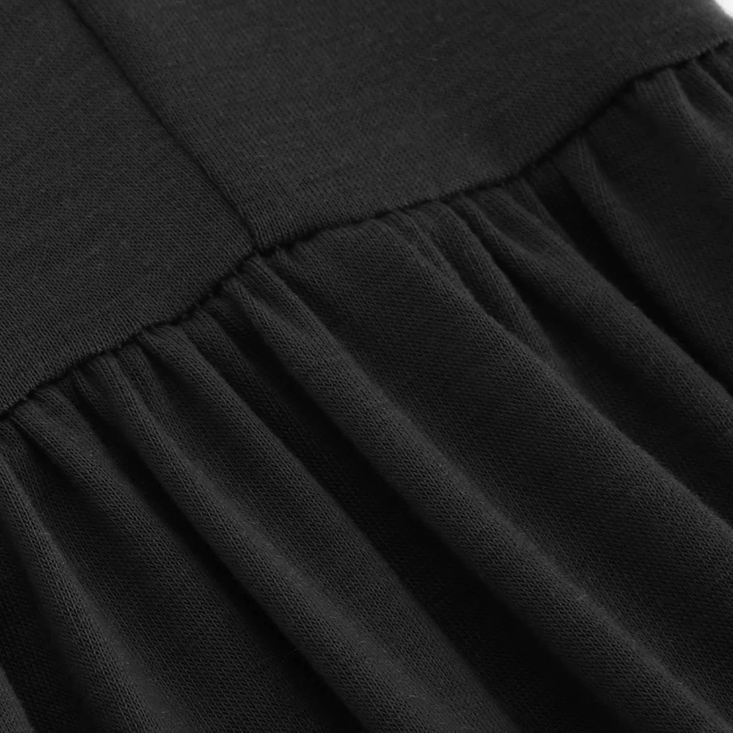 Women's Short Sleeve Crewneck Midi Dresses Simple Solid Color Sundress Loose Fit A Line Trendy Dresses