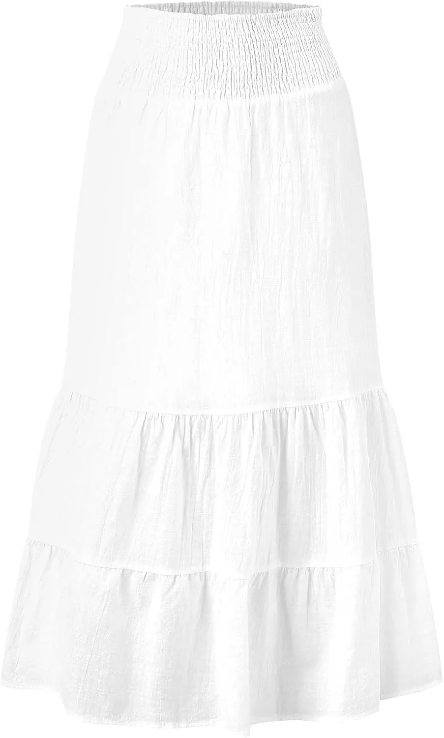 Womens Skirts Pleated A-Line Swing Skirt Vintage Irregular Midi Skirts Ruffle Layered High Waist Hip Long Skirt