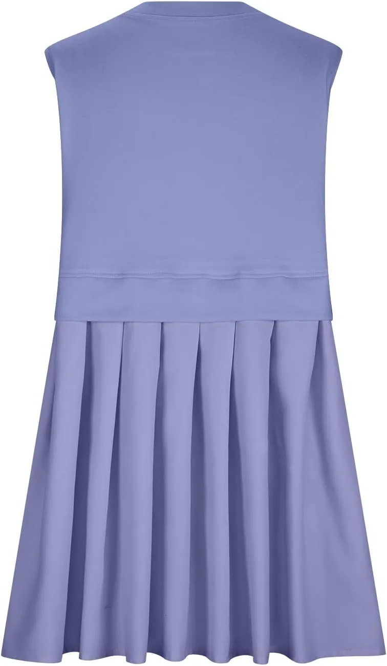 Womens Sleeveless Loose Beach Dress Simple Solid Color Sundresses Casual Crewneck Fashion 2024 Tank Dress