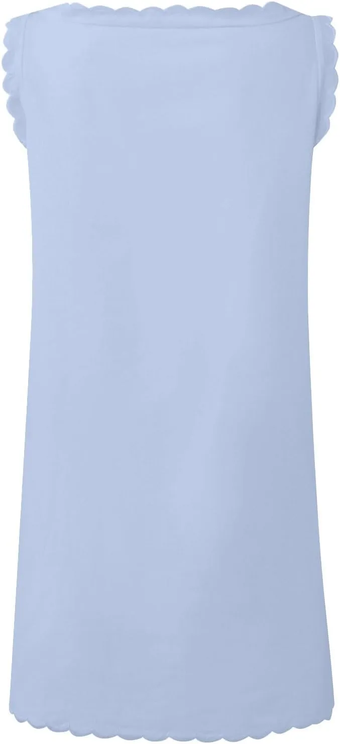 Womens Sleeveless Tank Dress V-Neck Scallop 2025 Summer Dresses Back Zipper Linen Casual Beach Sundress