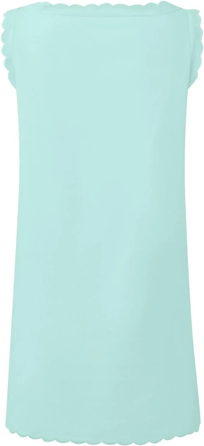 Womens Sleeveless Tank Dress V-Neck Scallop 2025 Summer Dresses Back Zipper Linen Casual Beach Sundress