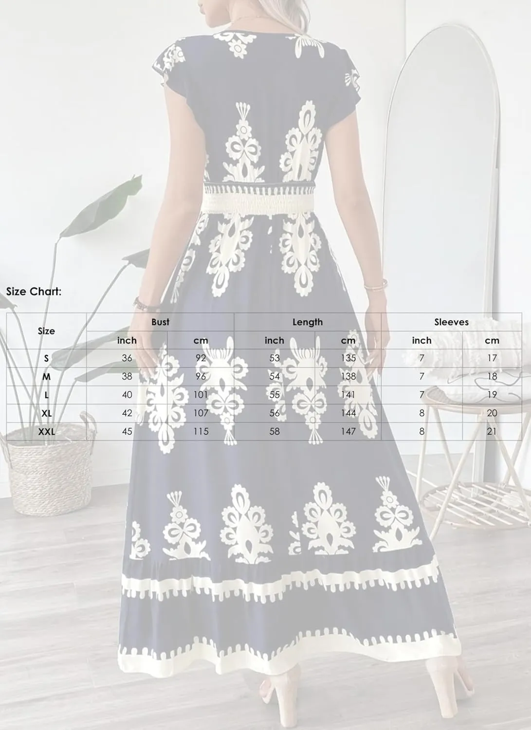 Womens Summer Casual Maxi Dresses Short Sleeve V Neck 2025 Spring Flowy A-Line Boho Print Beach Vacation Sundress