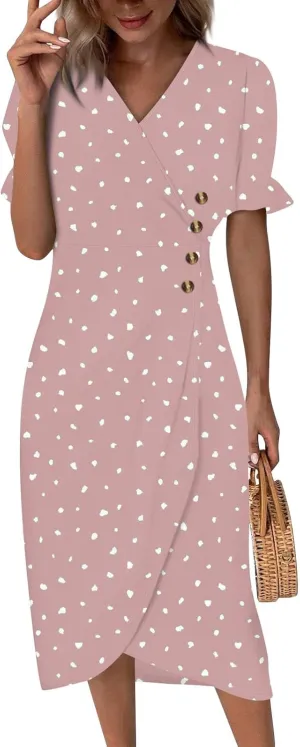 Womens Summer Dresses Ethnic Style Midi Dresses for Women Puff Sleeve Womens Summer Dresses Summer