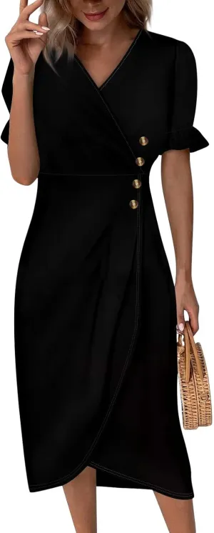 Womens Summer Dresses Ethnic Style Midi Dresses for Women Puff Sleeve Womens Summer Dresses Summer