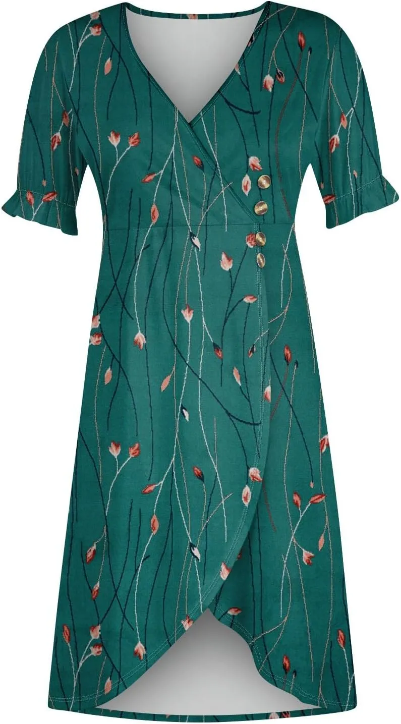 Womens Summer Dresses Ethnic Style Midi Dresses for Women Puff Sleeve Womens Summer Dresses Summer
