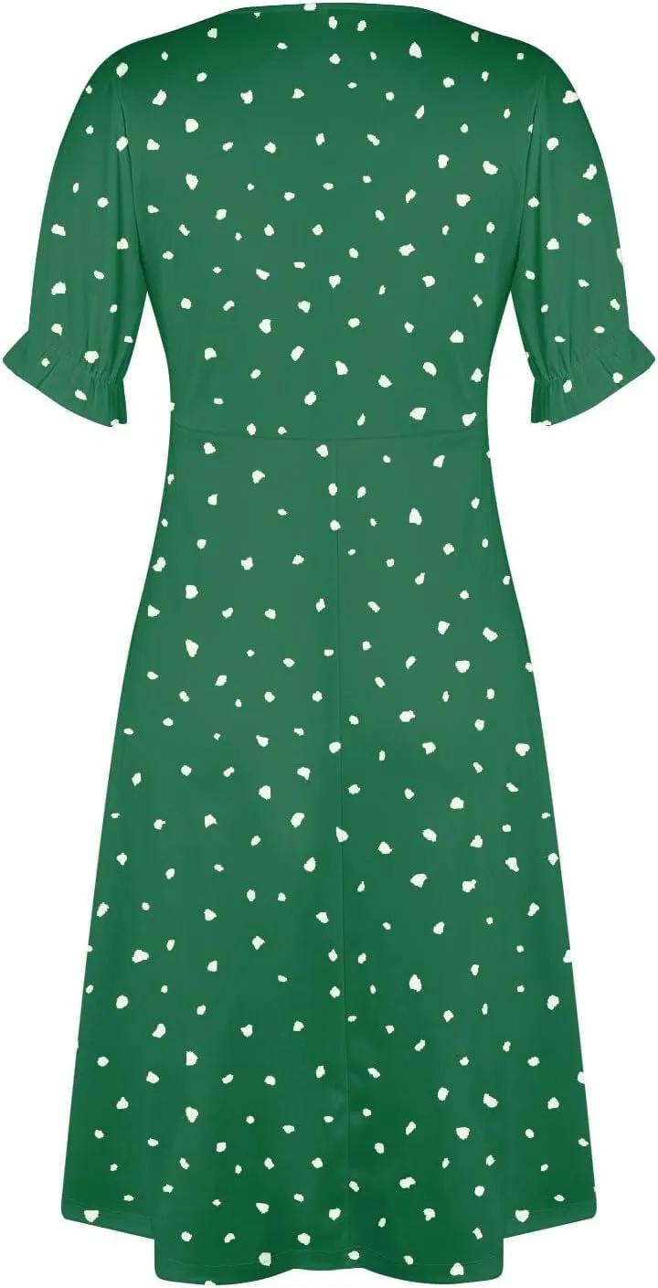 Womens Summer Dresses Ethnic Style Midi Dresses for Women Puff Sleeve Womens Summer Dresses Summer