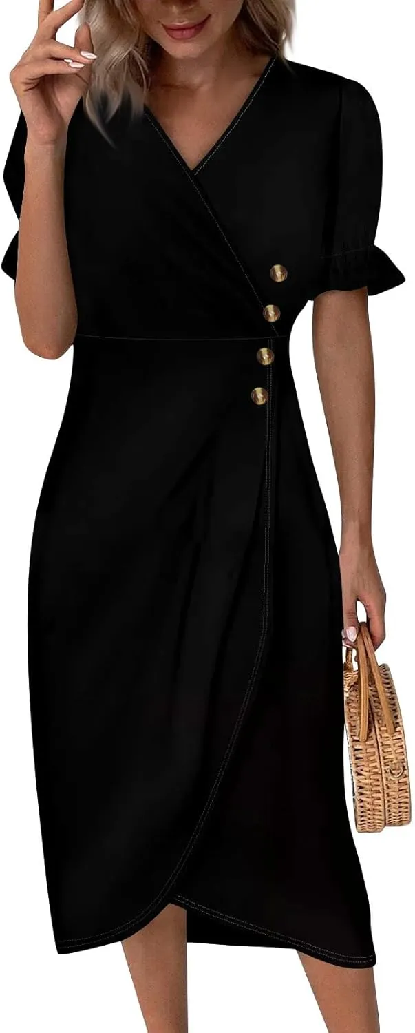 Womens Summer Dresses Ethnic Style Midi Dresses for Women Puff Sleeve Womens Summer Dresses Summer