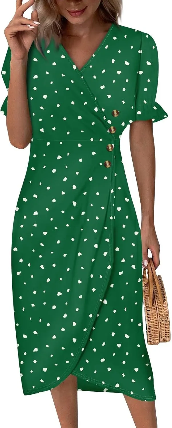 Womens Summer Dresses Ethnic Style Midi Dresses for Women Puff Sleeve Womens Summer Dresses Summer
