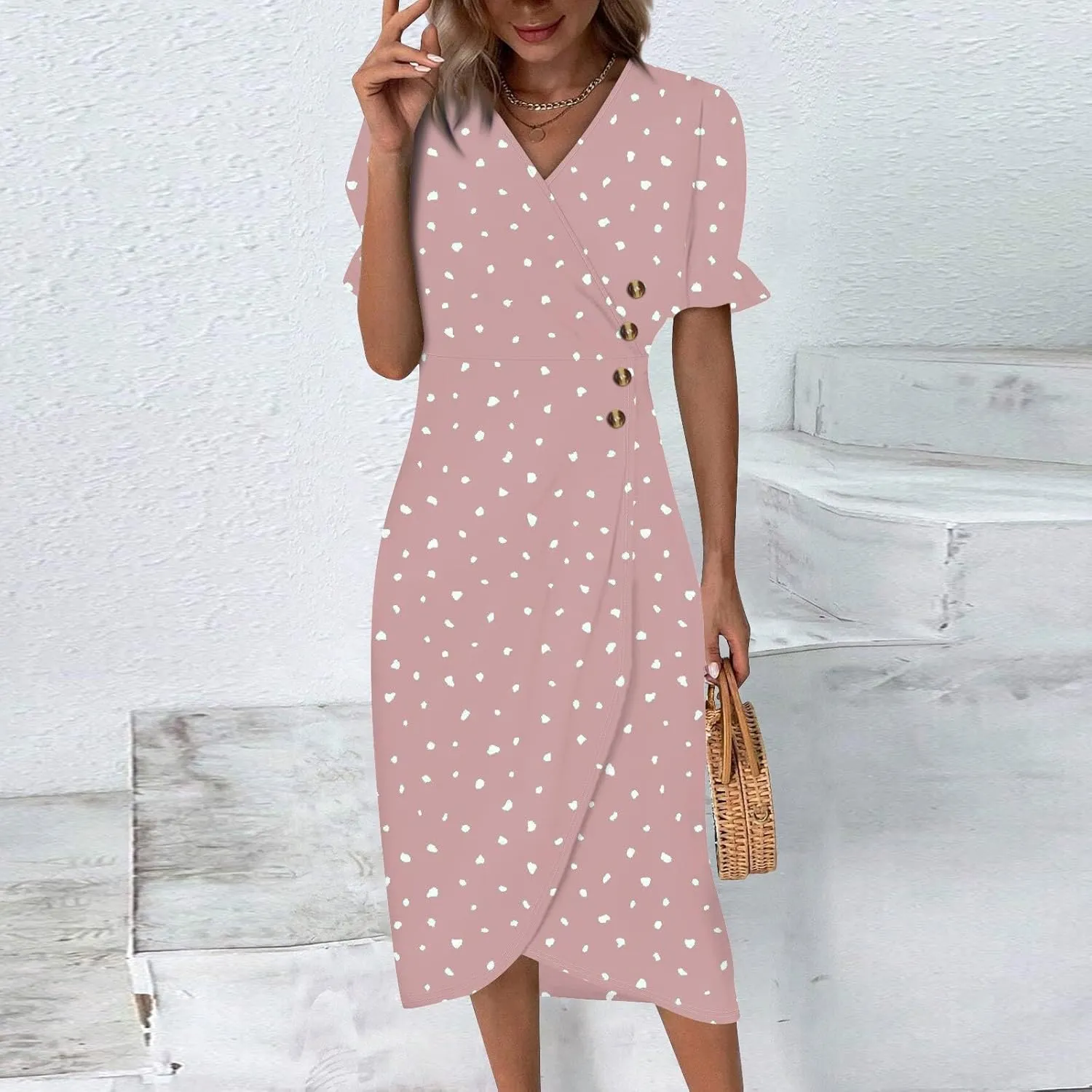 Womens Summer Dresses Ethnic Style Midi Dresses for Women Puff Sleeve Womens Summer Dresses Summer