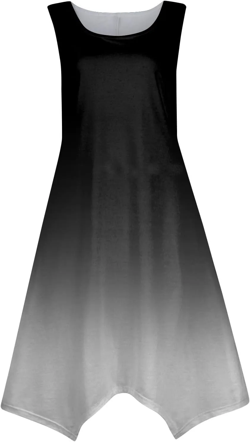 Womens Summer Dresses Summer Flowy Casual Midi Tank Dresses Beach Hankerchief Hem Sleeveless Dress Floral Sundresses