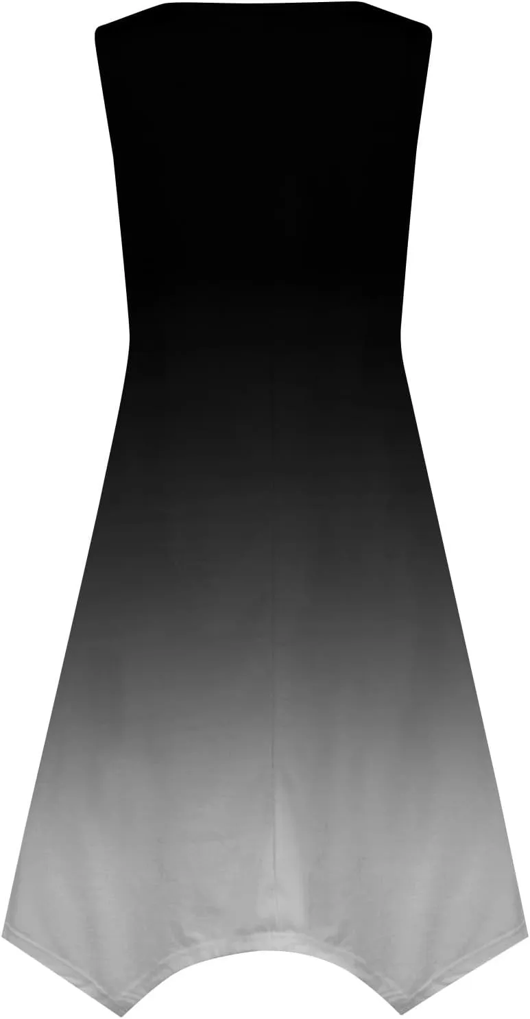 Womens Summer Dresses Summer Flowy Casual Midi Tank Dresses Beach Hankerchief Hem Sleeveless Dress Floral Sundresses