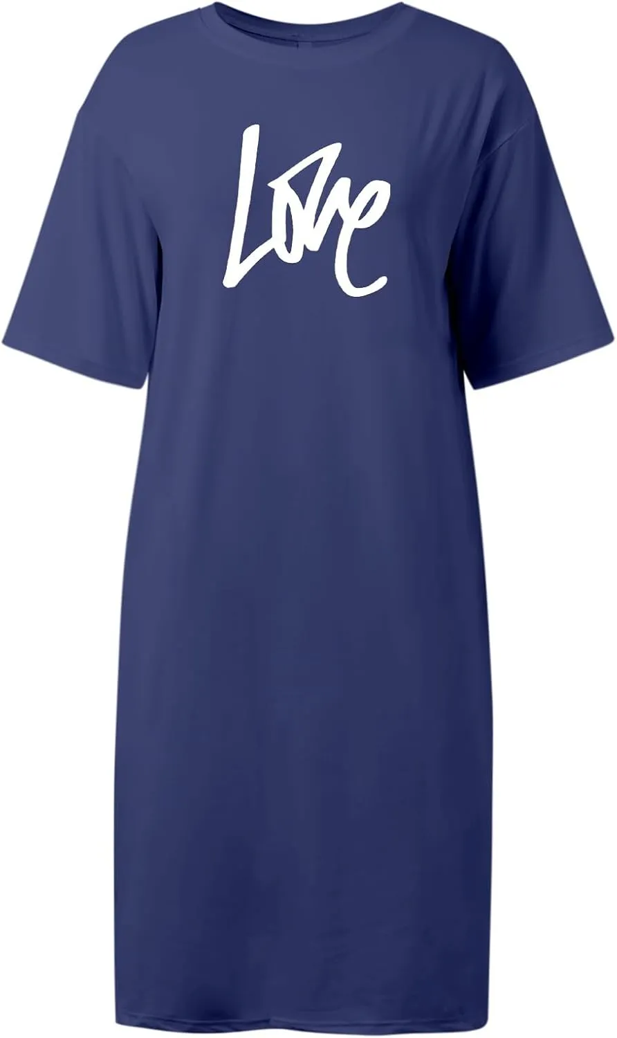 Women's Summer Loose Casual Mama Print Short Sleeve T Shirt Long Dress Casual Dresses Midi Length