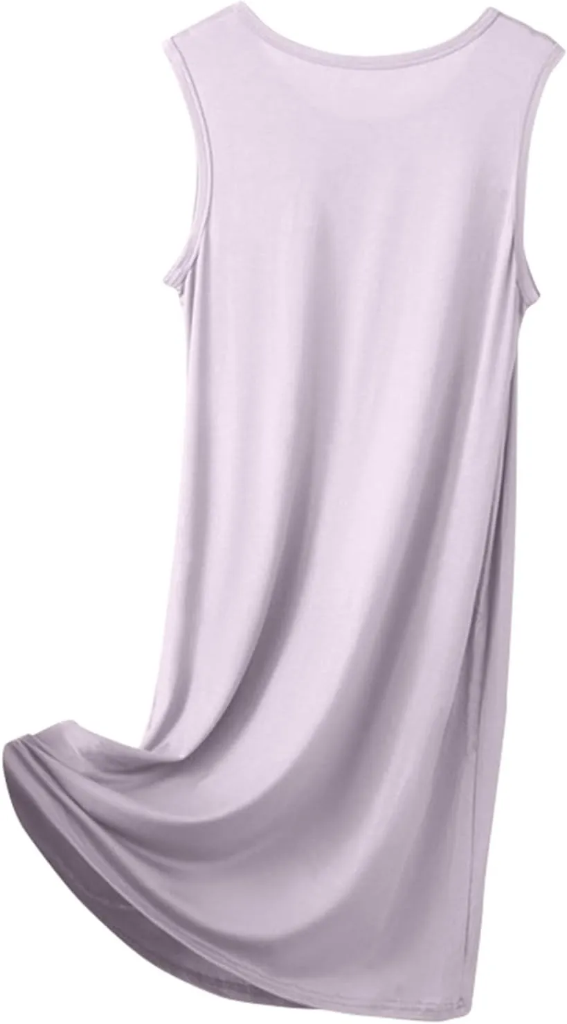 Women's Swing Dress Crew Neck Sleeveless Solid Color Tank Beach Vacation Mid-Length Sundress Resort, XL-8XL