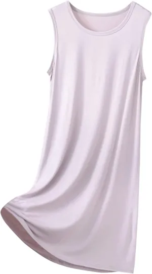 Women's Swing Dress Crew Neck Sleeveless Solid Color Tank Beach Vacation Mid-Length Sundress Resort, XL-8XL