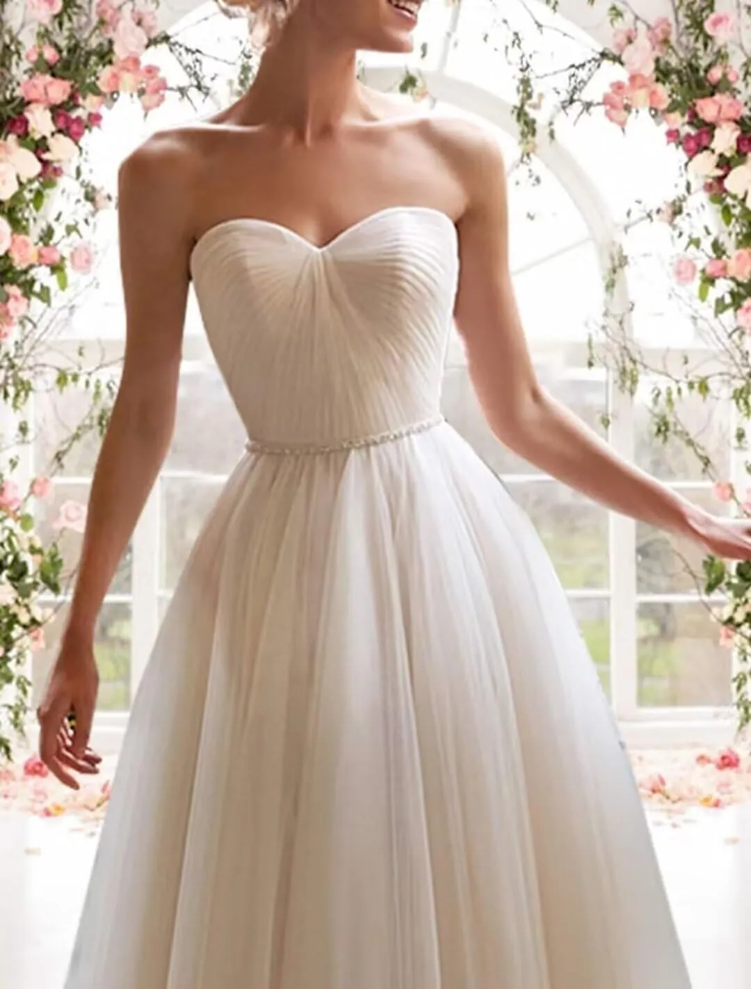 Women's Tea Length Wedding Dress for Bride Simple A Line Midi Courthouse Wedding Dresses