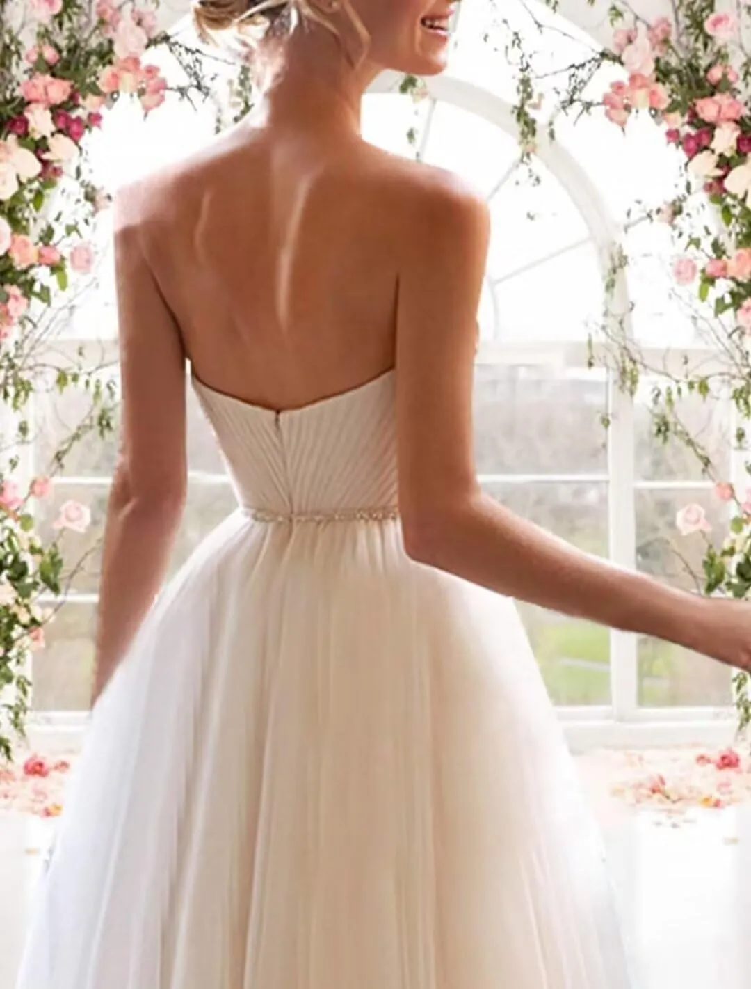 Women's Tea Length Wedding Dress for Bride Simple A Line Midi Courthouse Wedding Dresses