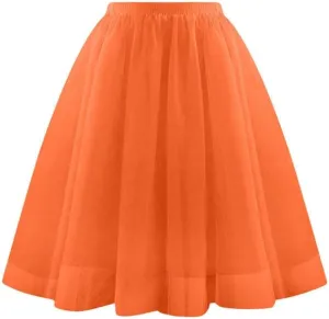Womens Tulle Skirt Spring Summer Elastic High Waist Pleated Mesh Midi Tutu Skirts Flowy A-Line Party Short Skirts