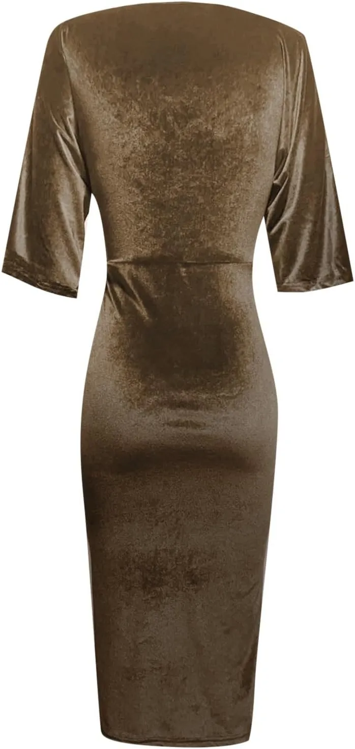 Women's V Neck Sexy Irregular Skirt Evening Dress Gold Velvet Dress Casual Skirts for Women 2024