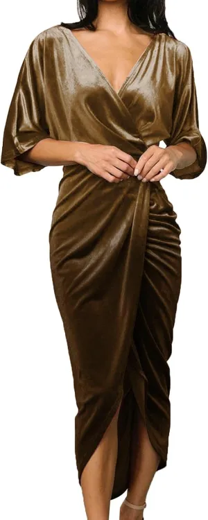Women's V Neck Sexy Irregular Skirt Evening Dress Gold Velvet Dress Casual Skirts for Women 2024