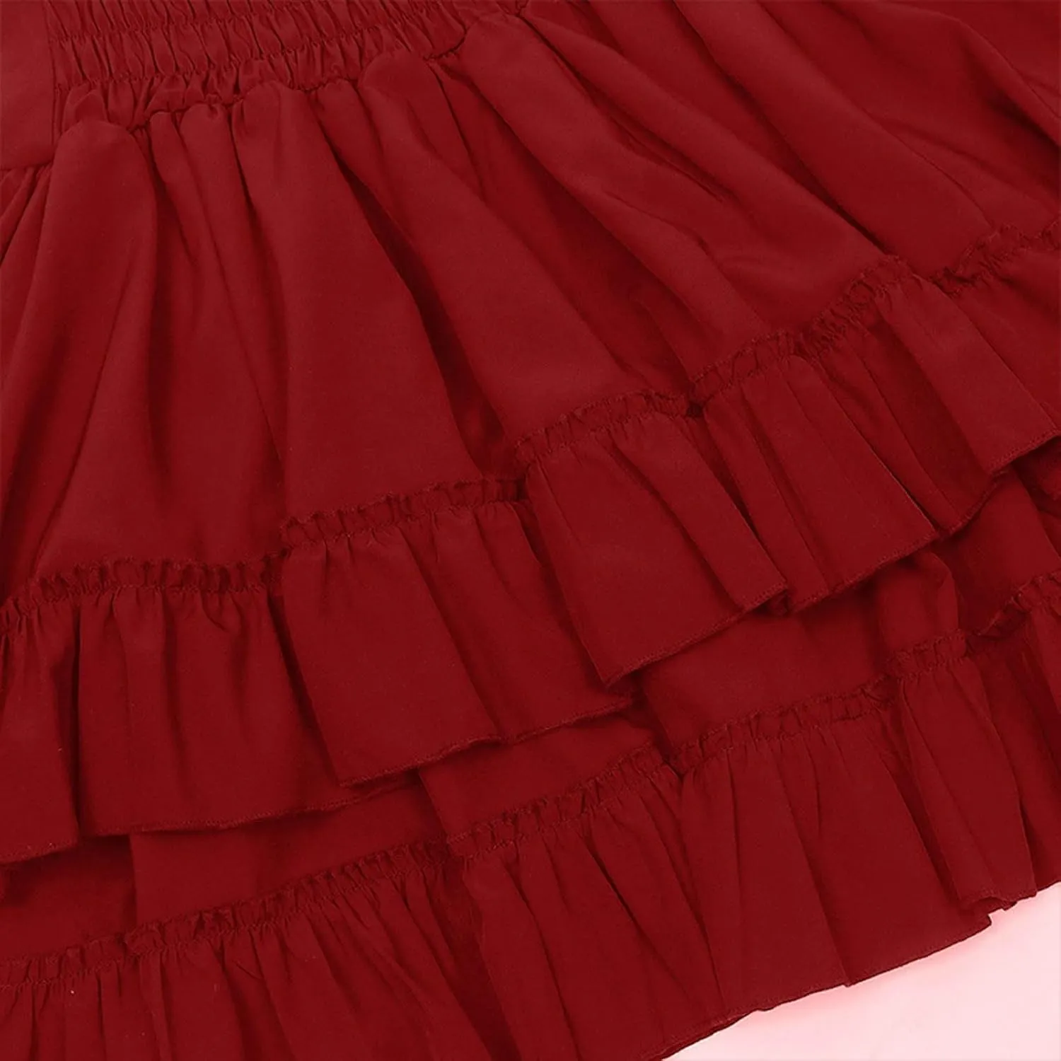 Womens Victorian Skirt Medieval Renaissance Double Layered Puffy Skirts Halloween Lace up High Waisted Skirt