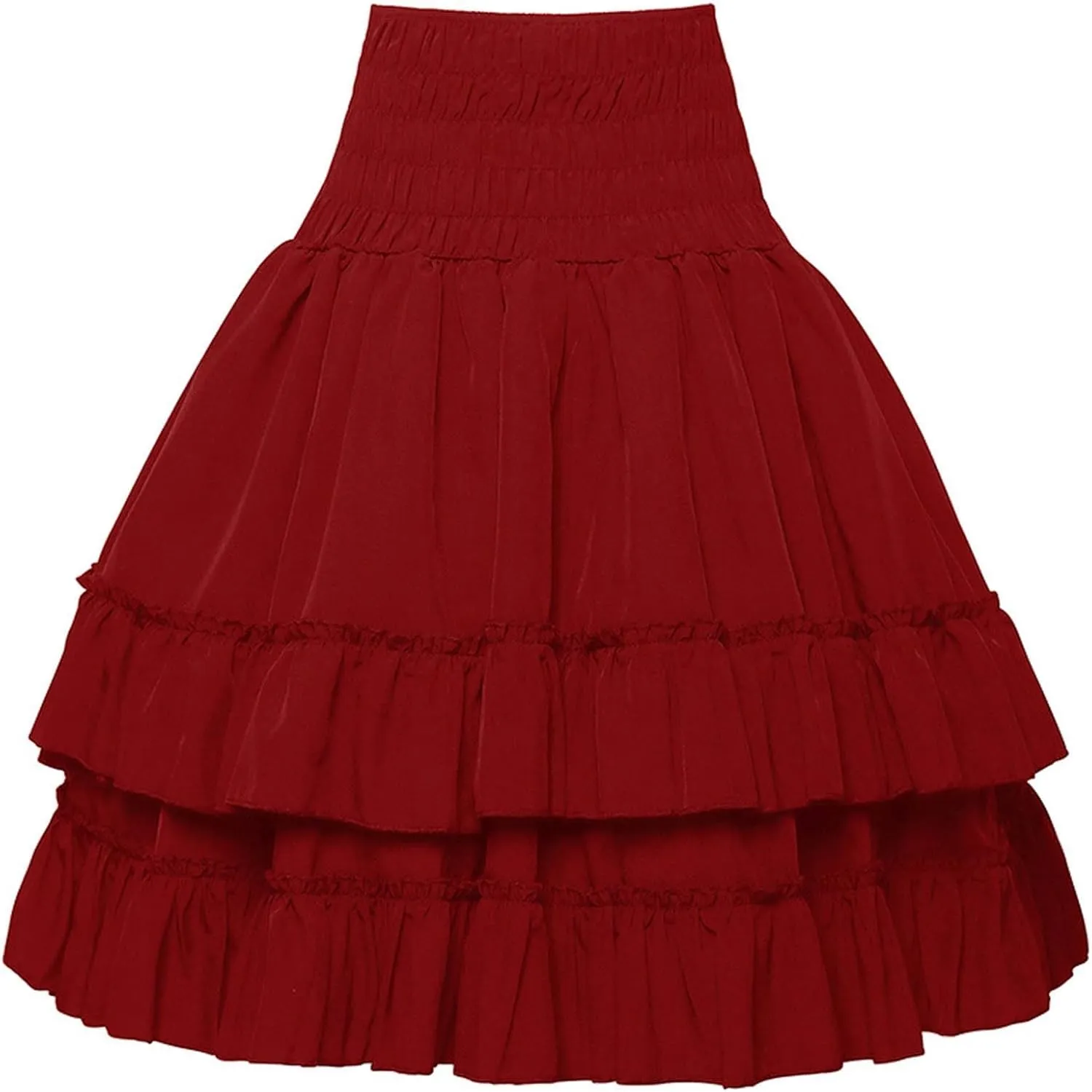 Womens Victorian Skirt Medieval Renaissance Double Layered Puffy Skirts Halloween Lace up High Waisted Skirt