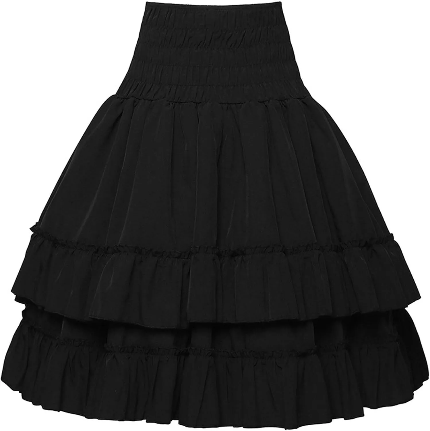 Womens Victorian Skirt Medieval Renaissance Double Layered Puffy Skirts Halloween Lace up High Waisted Skirt
